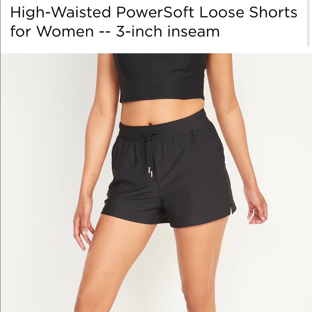 2 Pairs Old Navy PowerSoft High Waisted Black Athletic Shorts Small